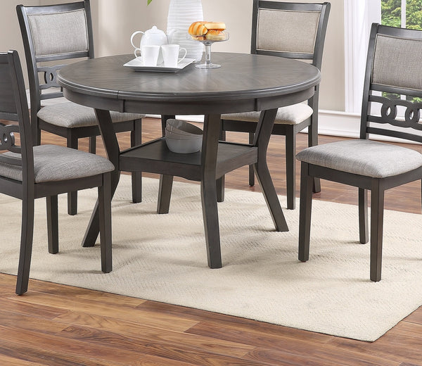 English Elm Contemporary Round Dining Set with Knot Wood Design, 47" Table & 4 Upholstered Side Chairs, Stylish Comfort Gray 49.2 L x 49.2 W x 6.1 H B011S00163