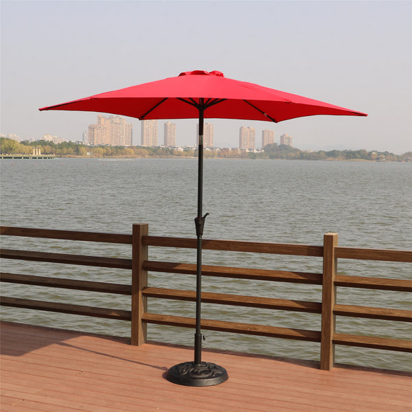 English Elm 8.8 Outdoor Aluminum Patio Umbrella with UV Polyester Canopy, Crank & Tilt, Vented Wind‑Resistant Base B010S00244