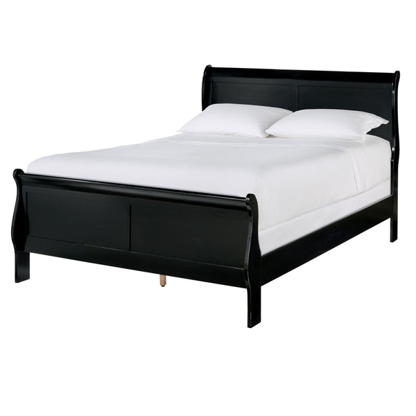 English Elm 1pc Mayville Full Size Sleigh Bed with Burnished Finish, Louis Philippe Inspired Elegance for Classic Bedrooms Black 58.75 L x 28.5 W x 6 H B011S01759