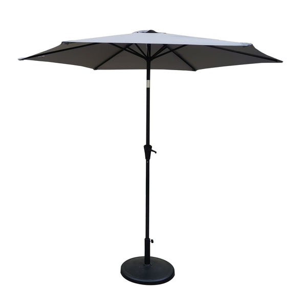 English Elm 8.8 ft Outdoor Aluminum Patio Umbrella with UV-Resistant Canopy, Crank Lift, Tilt & 42 lb Stable Base Gray B010S00226