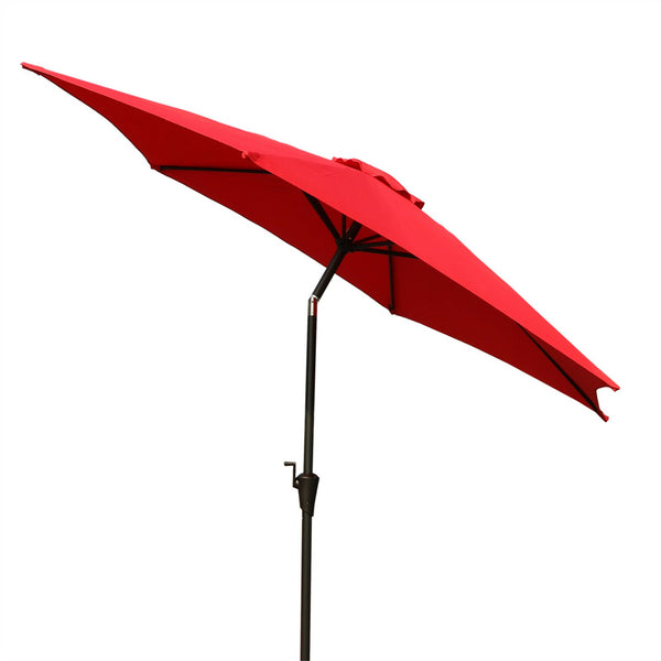 English Elm 8.8 ft Outdoor Aluminum Patio Umbrella with UV-Resistant Canopy, Crank Lift, Tilt & 42 lb Stable Base Red B010S00229