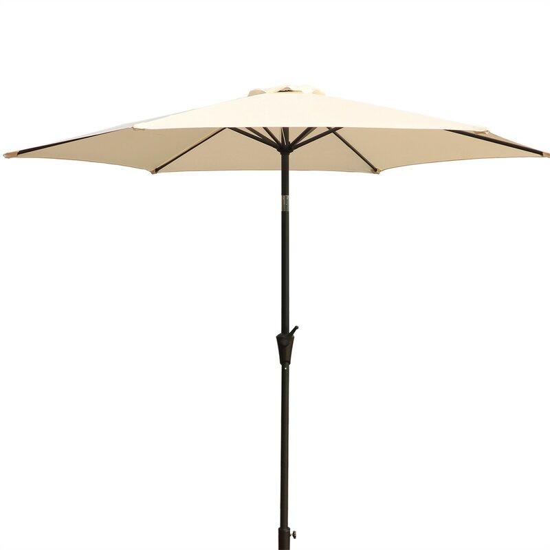 English Elm 8.8 ft Outdoor Aluminum Patio Umbrella with UV Polyester Canopy, Crank & Tilt, 33lb Resin Base, Cream B010S00238