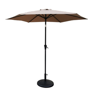 English Elm 8.8 ft Outdoor Aluminum Patio Umbrella with UV-Resistant Canopy, Crank Lift, Tilt & 42 lb Stable Base taupe B010S00225