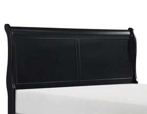 English Elm 1pc Mayville Full Size Sleigh Bed with Burnished Finish, Louis Philippe Inspired Elegance for Classic Bedrooms Black 58.75 L x 28.5 W x 6 H B011S01759