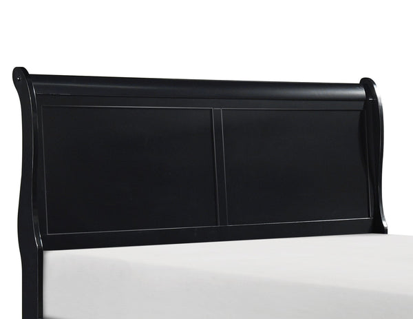 English Elm Black Allura Queen Bed with LED Backlit Tufted Headboard, Beveled Mirror Frame, Faux Alligator Embossed Panels Black 64.25 L x 28.75 W x 5.75 H B011S00160