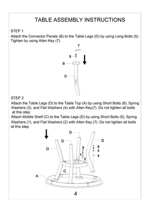 English Elm Contemporary Round Dining Set with Knot Wood Design, 47" Table & 4 Upholstered Side Chairs, Stylish Comfort Walnut 49.2 L x 49.2 W x 6.1 H B011S00164