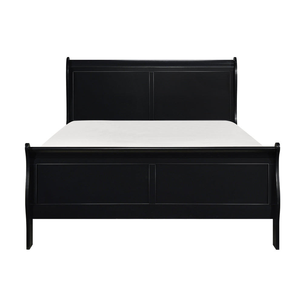 English Elm Black Allura Queen Bed with LED Backlit Tufted Headboard, Beveled Mirror Frame, Faux Alligator Embossed Panels Black 64.25 L x 28.75 W x 5.75 H B011S00160
