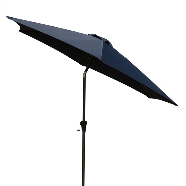English Elm 8.8 ft Outdoor Aluminum Patio Umbrella with UV-Resistant Canopy, Crank Lift, Tilt & 42 lb Stable Base Navy Blue B010S00228