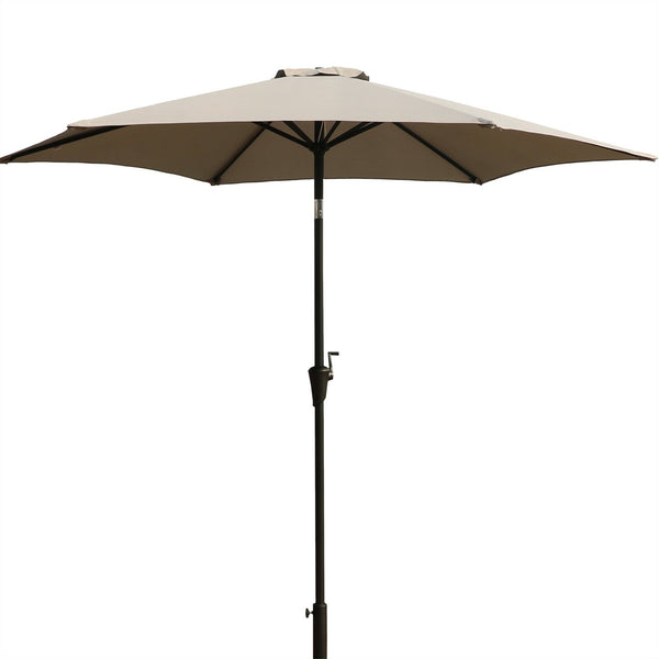 English Elm 8.8 ft Outdoor Aluminum Patio Umbrella with UV-Resistant Canopy, Crank & Tilt, Vented Wind-Resistant Design Gray B010S00233