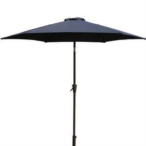 English Elm 8.8 ft Outdoor Aluminum Patio Umbrella with UV-Resistant Canopy, Crank Lift, Tilt & 42 lb Stable Base Navy Blue B010S00228