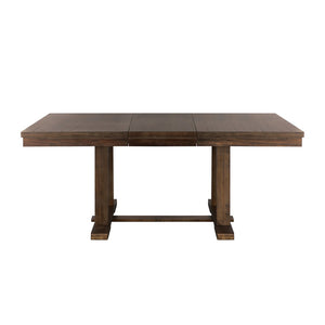 English Elm Transitional 5Pc Dining Set With Self-Storing Leaf & Faux Leather Chairs - Rustic Brown Elegance B011S00260-GIGA