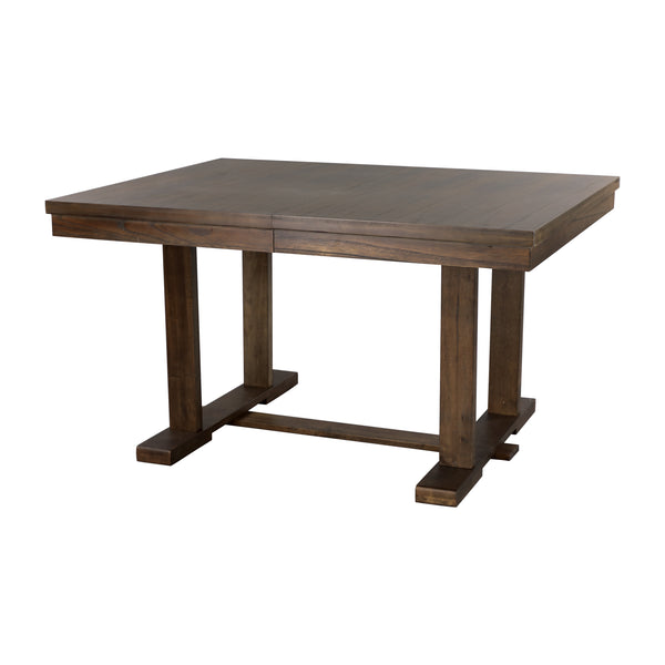 English Elm Classic Light Rustic Brown Dining Table with Trestle Base, Mindy Veneer & Self-Storing 18" Leaf, Extends 54"-72" B01158529