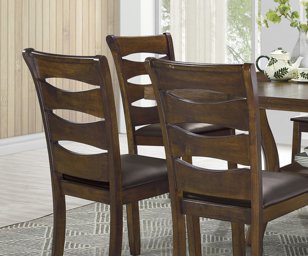 English Elm Transitional Darla Set of 2 Wooden Side Chairs with Unique Back Brown Faux Leather Seats, 2pc B01156048