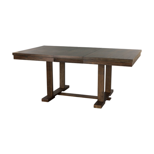 English Elm Classic Light Rustic Brown Dining Table with Trestle Base, Mindy Veneer & Self-Storing 18" Leaf, Extends 54"-72" B01158529