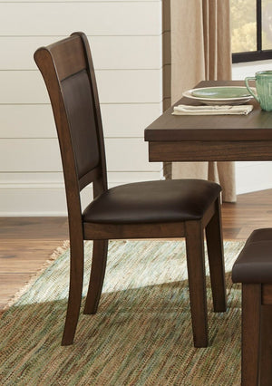 English Elm Transitional 6Pc Dining Set With Self-Storing Leaf & Upholstered Bench - Light Rustic Elegance! B011S00259-GIGA