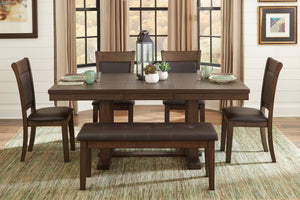 English Elm Classic Light Rustic Brown Dining Table with Trestle Base, Mindy Veneer & Self-Storing 18" Leaf, Extends 54"-72" B01158529