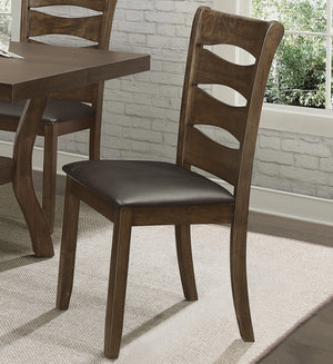 English Elm Transitional Darla Set of 2 Wooden Side Chairs with Unique Back Brown Faux Leather Seats, 2pc B01156048