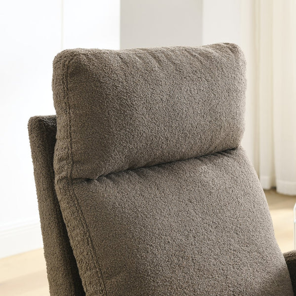 English Elm Welike Single-Position Rocking Chair with Teddy Fleece Upholstery, High Back Comfort & Side Pocket Coffee W83472308