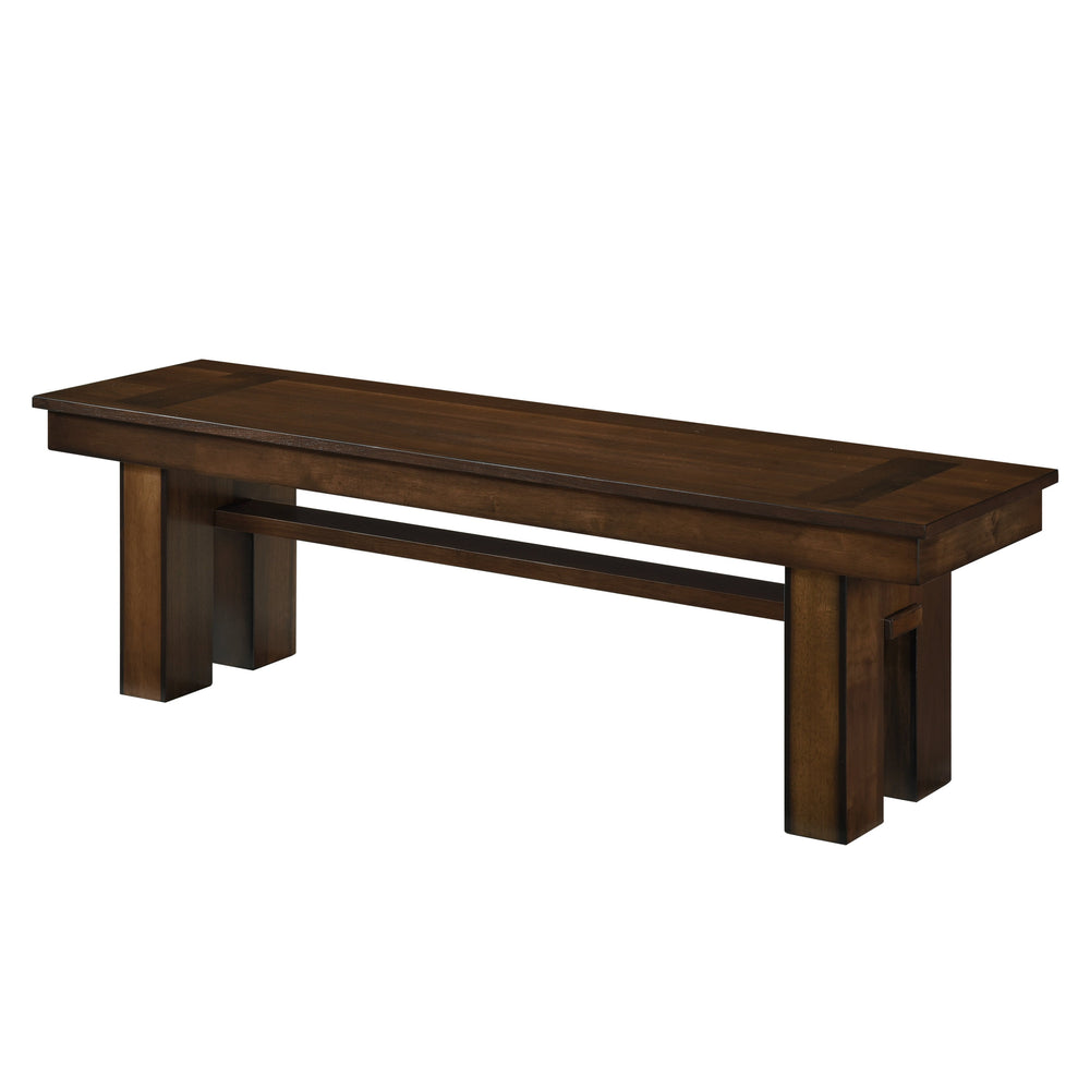 English Elm Transitional Sedley 58" Walnut Finish Wooden Bench with Cut-Away Support Legs, Casual Dining Accent B01156181