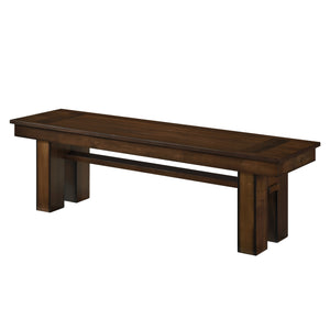 English Elm Transitional Sedley 58" Walnut Finish Wooden Bench with Cut-Away Support Legs, Casual Dining Accent B01156181