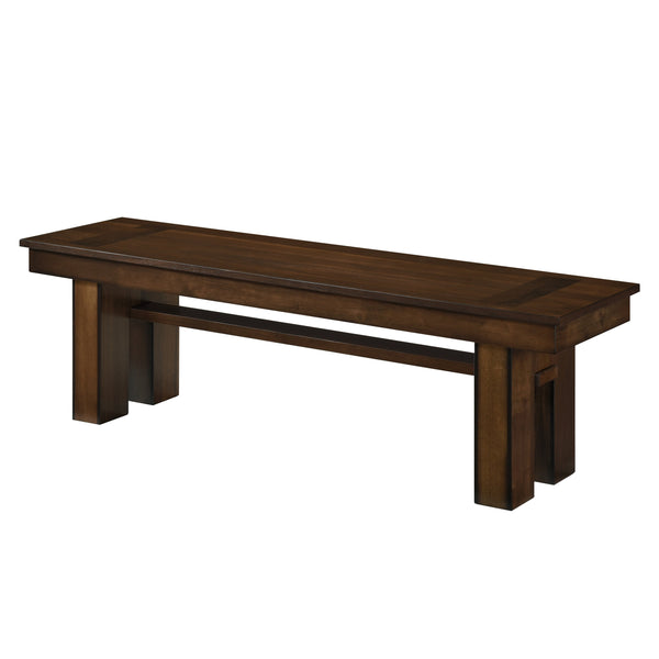 English Elm Transitional Sedley 58" Walnut Finish Wooden Bench with Cut-Away Support Legs, Casual Dining Accent B01156181