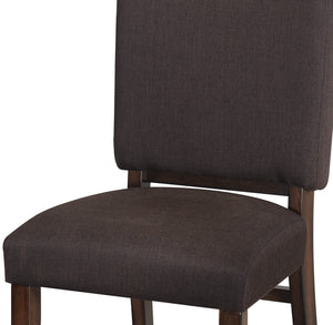 English Elm Chocolate Upholstered Side Chairs Set of 2 - Walnut Veneer Frame, Chocolate Fabric, Transitional Dining Comfort B01156175