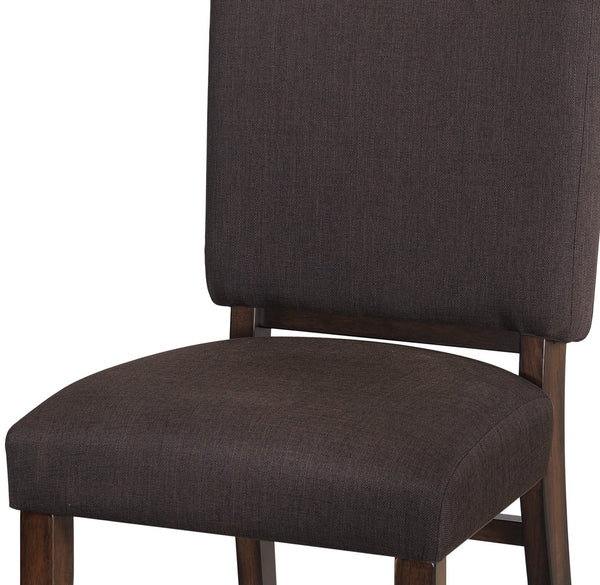 English Elm Chocolate Upholstered Side Chairs Set of 2 - Walnut Veneer Frame, Chocolate Fabric, Transitional Dining Comfort B01156175