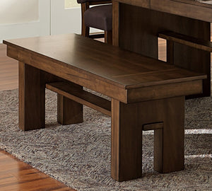 English Elm Transitional Sedley 58" Walnut Finish Wooden Bench with Cut-Away Support Legs, Casual Dining Accent B01156181