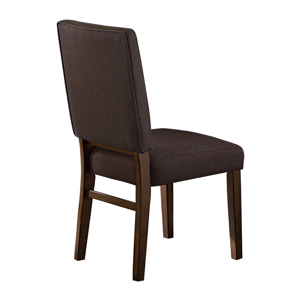 English Elm Chocolate Upholstered Side Chairs Set of 2 - Walnut Veneer Frame, Chocolate Fabric, Transitional Dining Comfort B01156175