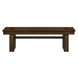 English Elm Transitional Sedley 58" Walnut Finish Wooden Bench with Cut-Away Support Legs, Casual Dining Accent B01156181