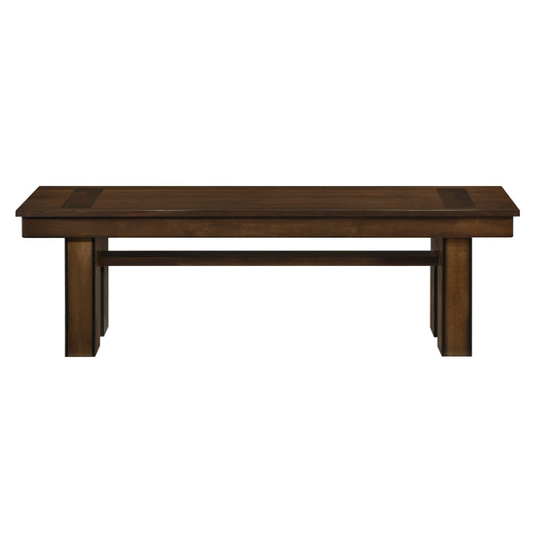 English Elm Transitional Sedley 58" Walnut Finish Wooden Bench with Cut-Away Support Legs, Casual Dining Accent B01156181