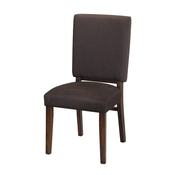 English Elm Chocolate Upholstered Side Chairs Set of 2 - Walnut Veneer Frame, Chocolate Fabric, Transitional Dining Comfort B01156175