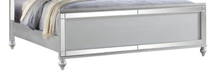 English Elm STERLING Glamour Elegance Full Upholstered LED Bed Silver with Gold Wood Frame, Crystal Tufted Headboard B009S01848