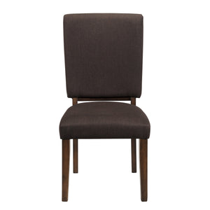 English Elm Chocolate Upholstered Side Chairs Set of 2 - Walnut Veneer Frame, Chocolate Fabric, Transitional Dining Comfort B01156175