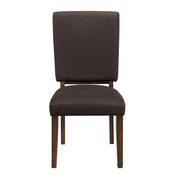 English Elm Chocolate Upholstered Side Chairs Set of 2 - Walnut Veneer Frame, Chocolate Fabric, Transitional Dining Comfort B01156175