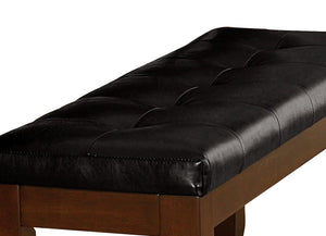 English Elm Dark Oak Finish Wooden Bench with Black Faux Leather Seat, 48" Dining Bench, Arts & Crafts Style 99 B01156368