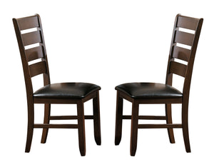 English Elm Contemporary Dark Oak Side Chairs Set of 2 — Arts & Crafts Flair, Black Faux Leather Seats, 19.5" Seat Height B01156370