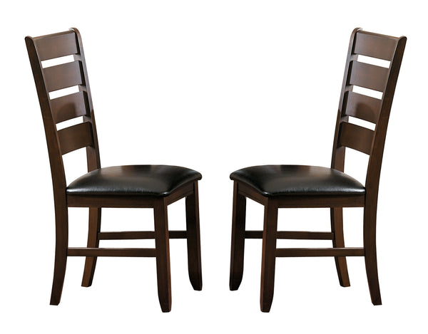 English Elm Contemporary Dark Oak Side Chairs Set of 2 — Arts & Crafts Flair, Black Faux Leather Seats, 19.5" Seat Height B01156370