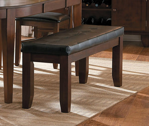 English Elm Dark Oak Finish Wooden Bench with Black Faux Leather Seat, 48" Dining Bench, Arts & Crafts Style 99 B01156368