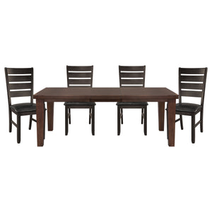 English Elm Contemporary Round Dining Set with Knot Wood Design, 47" Table & 4 Upholstered Side Chairs, Stylish Comfort Brown Mix 41.5 L x 19.5 W x 10.5 H B011S00171