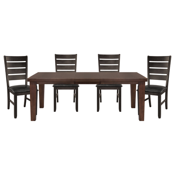 English Elm Contemporary Round Dining Set with Knot Wood Design, 47" Table & 4 Upholstered Side Chairs, Stylish Comfort Brown Mix 41.5 L x 19.5 W x 10.5 H B011S00171