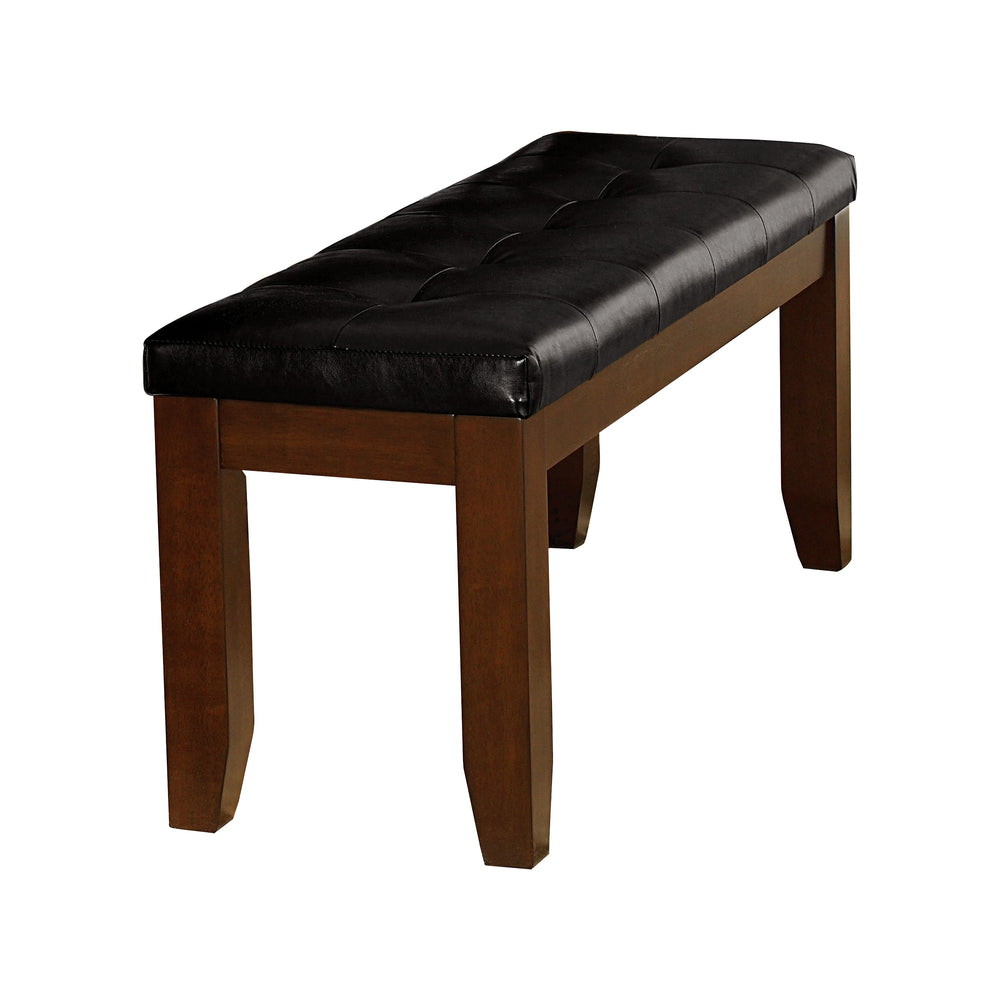 English Elm Dark Oak Finish Wooden Bench with Black Faux Leather Seat, 48" Dining Bench, Arts & Crafts Style 99 B01156368