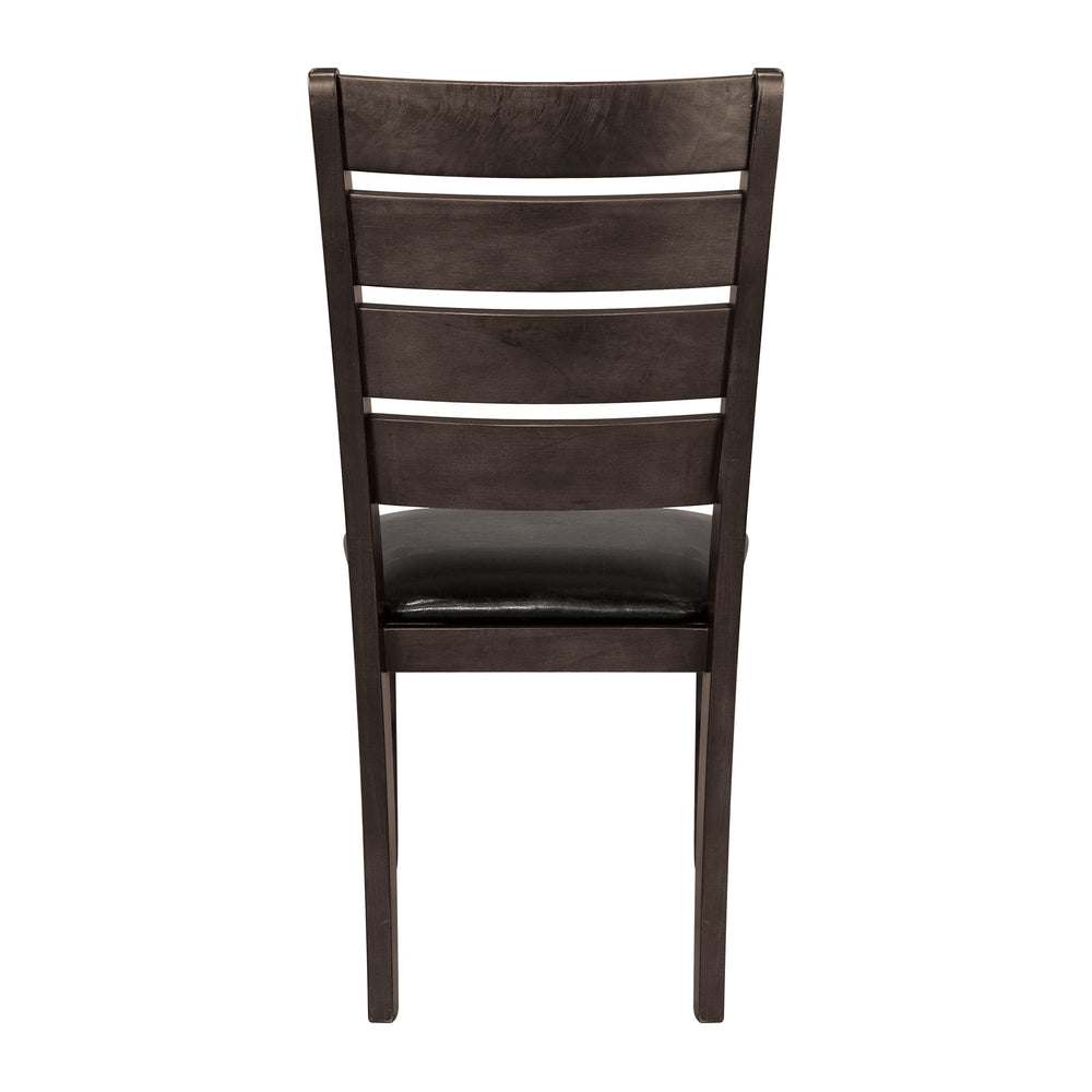 English Elm Contemporary Dark Oak Side Chairs Set of 2 — Arts & Crafts Flair, Black Faux Leather Seats, 19.5" Seat Height B01156370