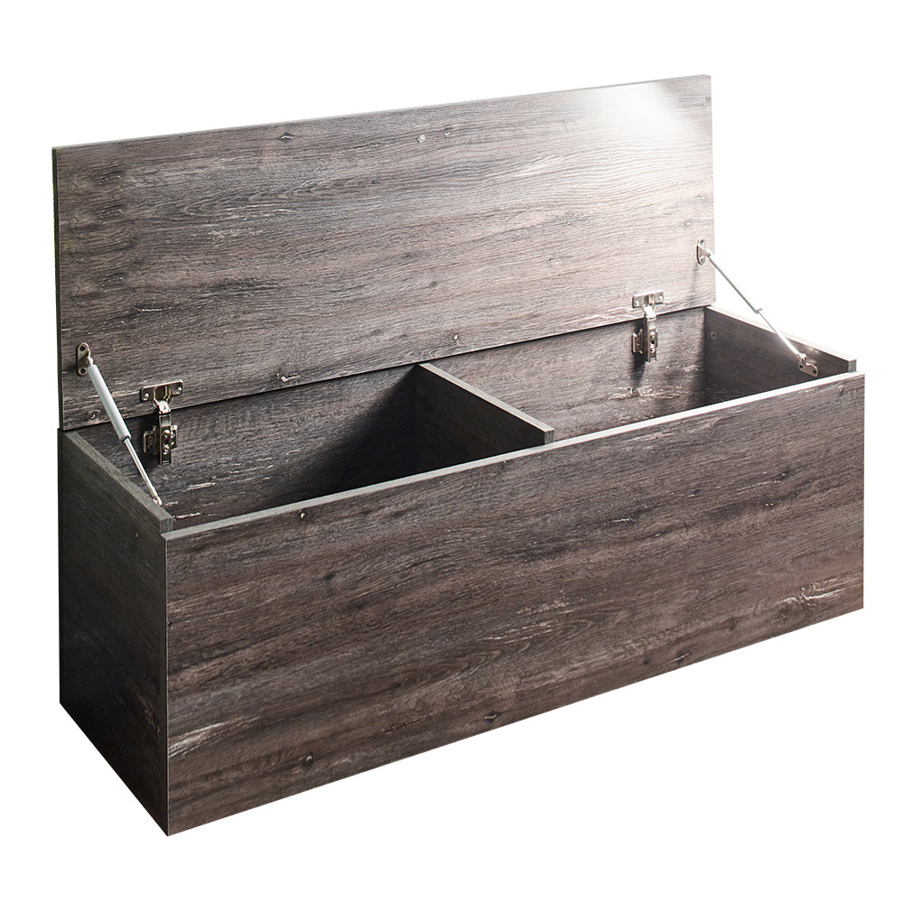 English Elm Dean Farmhouse Storage Bench Rustic Gray — Water, Heat, Stain & Scratch Resistant Solid Wood Seat, Eco-Friendly B04052630