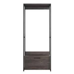 English Elm Monica Wood And Metal Walk-In Closet Storage Unit - Rustic Gray, Durable Design With Drawer & Style B040S00026