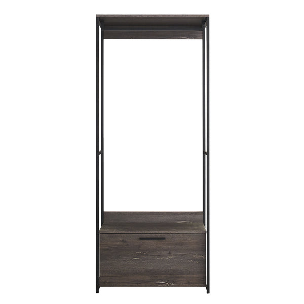 English Elm Monica Wood And Metal Walk-In Closet Storage Unit - Rustic Gray, Durable Design With Drawer & Style B040S00026