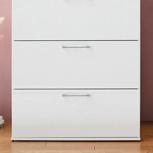 English Elm Bliss Glossy Four-Drawer Jumbo Chest with Full Extension Slides, Water & Scratch Resistant Elegance White B040S00004
