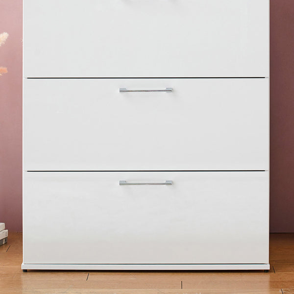 English Elm Bliss Glossy Four-Drawer Jumbo Chest with Full Extension Slides, Water & Scratch Resistant Elegance White B040S00004