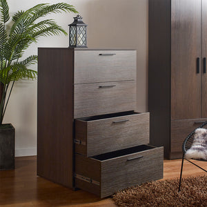 English Elm Oliver Farmhouse Four-Drawer Jumbo Chest with Durable Scratch & Water Resistant Solid Wood Finish Espresso B040S00030