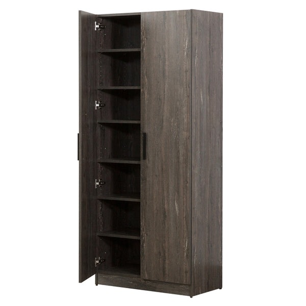 English Elm Mia Rustic Gray Farmhouse Shoe Cabinet with Six Deep Shelves, Water/Heat & Scratch Resistant, E0 Crafted B040S00024